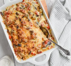 low-FODMAP Garlic Bread Ratatouille Casserole