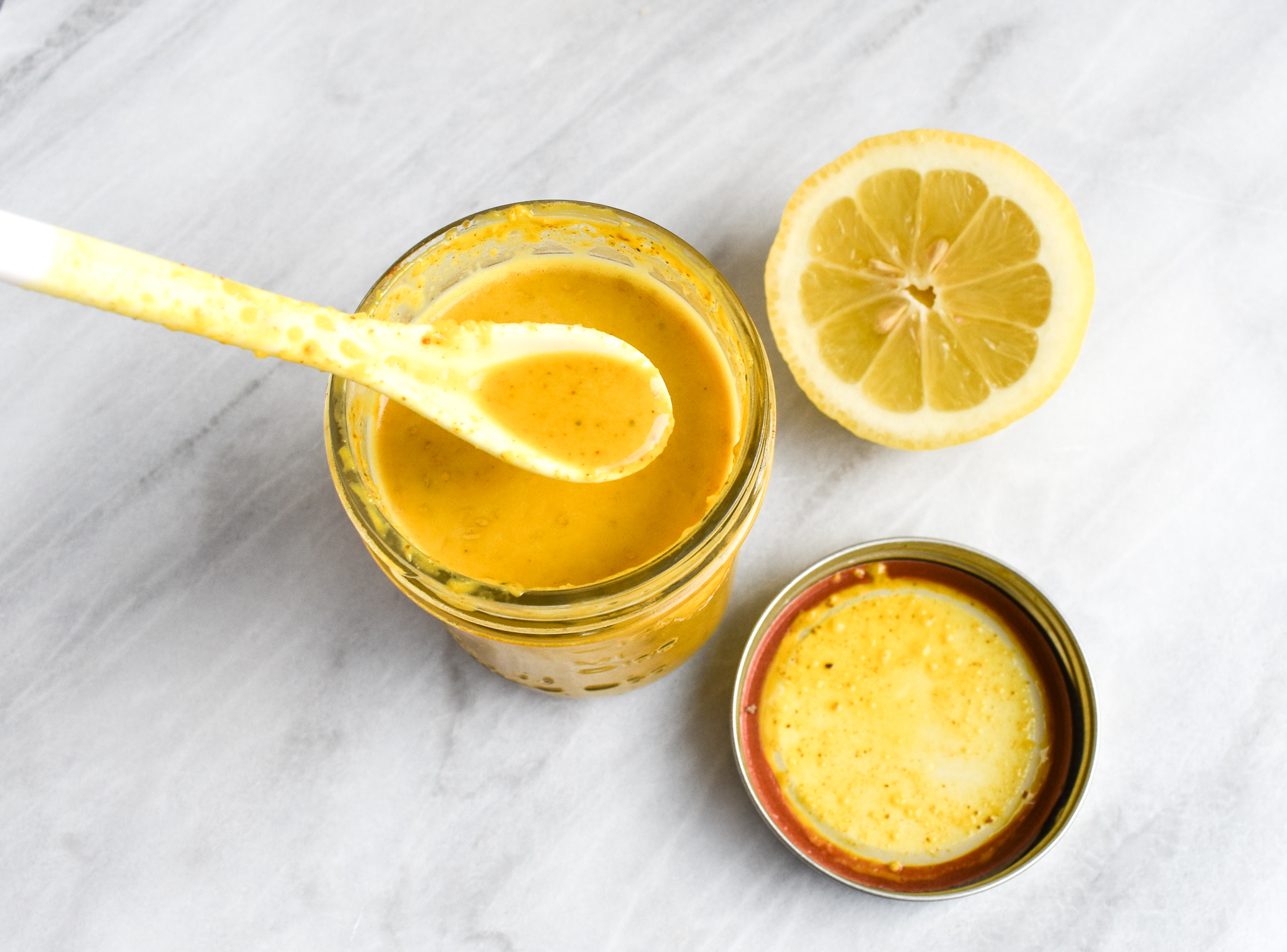 Low-FODMAP almond butter turmeric dressing