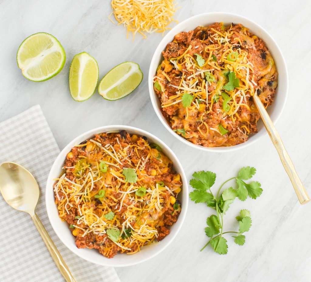 LowFODMAP SlowCooker Chicken Enchilada Quinoa Casserole; Glutenfree