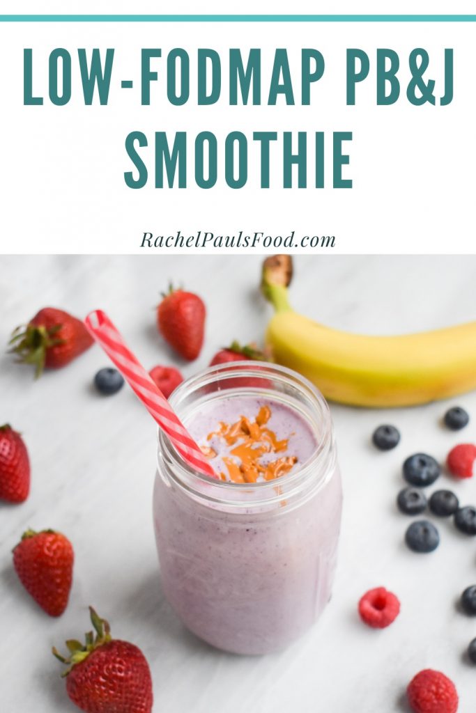 LowFODMAP PB&J (Peanut Butter and 'Jelly') Smoothie; Glutenfree