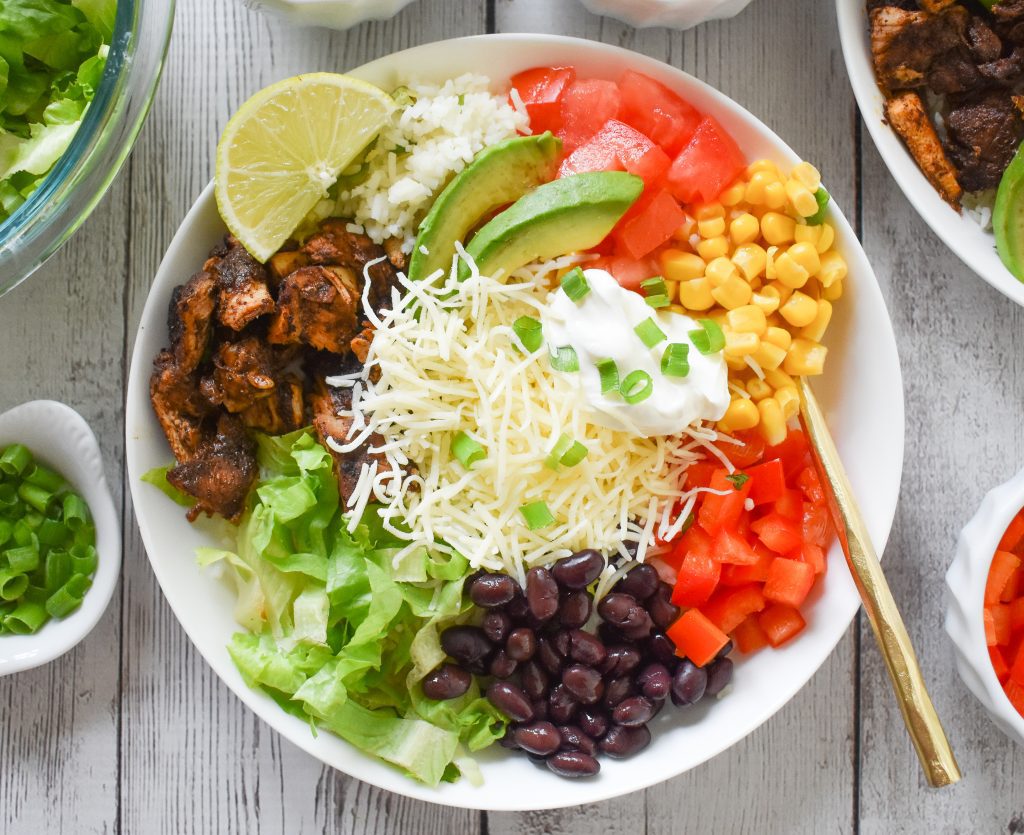 LowFODMAP ‘Chipotle’ Chicken Burrito Bowl with Cilantro Lime Rice