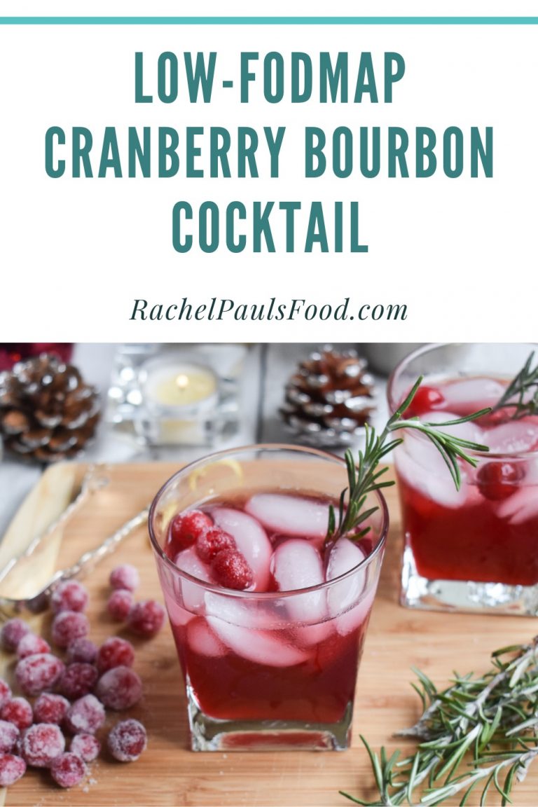 LowFODMAP Cranberry Bourbon Cocktail with Rosemary Syrup & Sugared Cranberries; Glutenfree