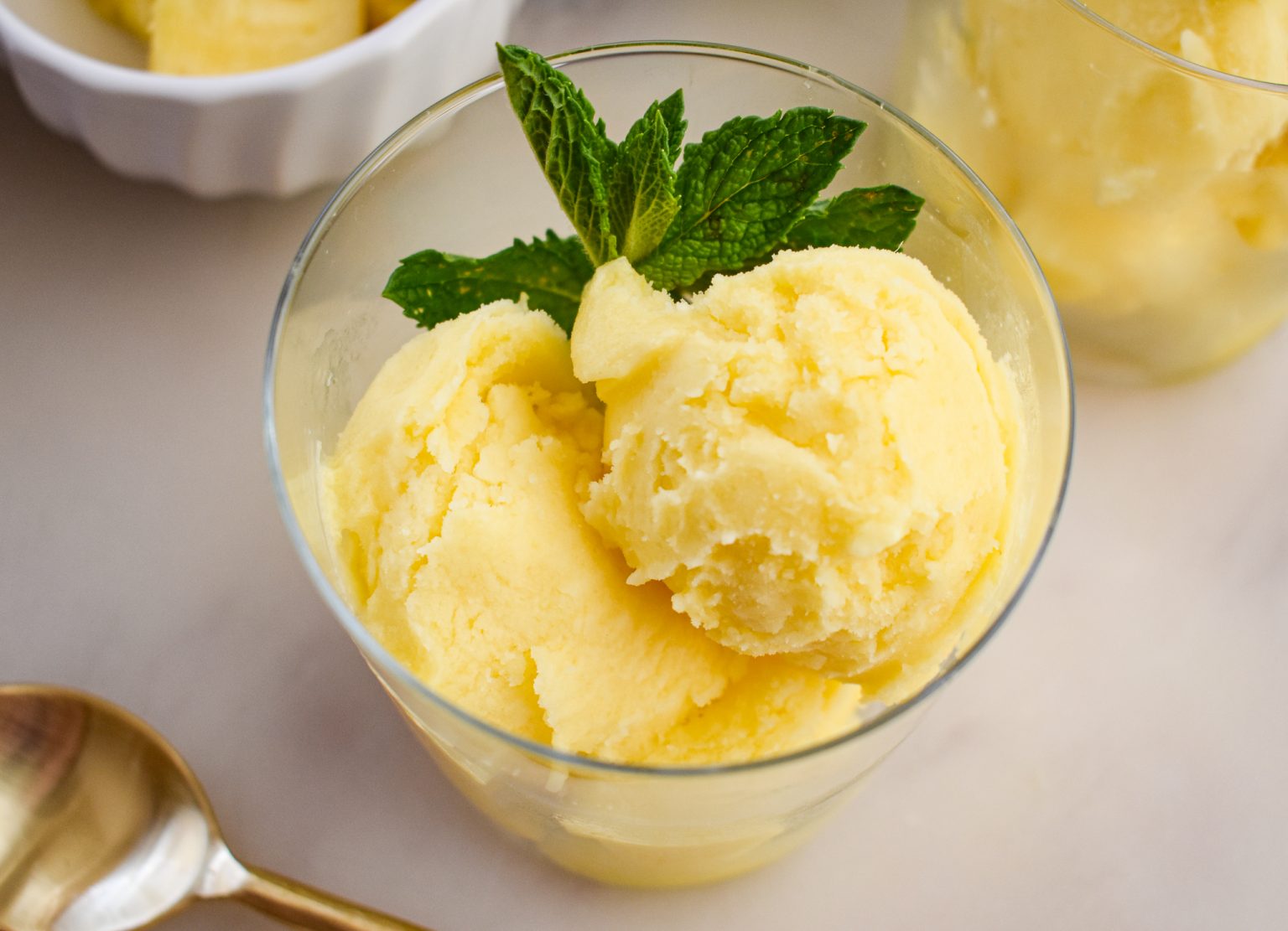 Creamy LowFODMAP Pineapple Mango Sorbet; Glutenfree, Vegan Dr