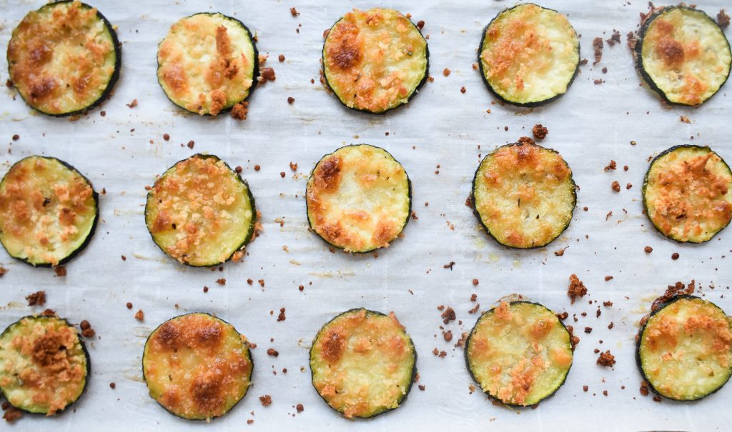 LowFODMAP Crispy Baked Zucchini Parmesan Rounds Recipe; Glutenfree