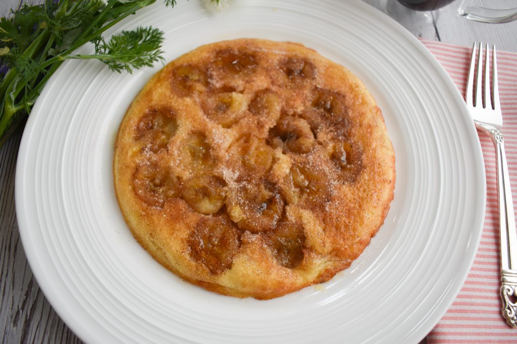 Blissful LowFODMAP Baked Banana & Cinnamon Pancake; Glutenfree, Dairy
