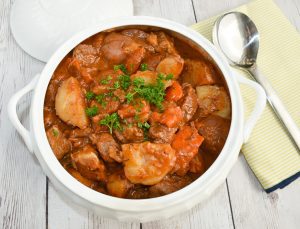 low fodmap beef stew in casserole