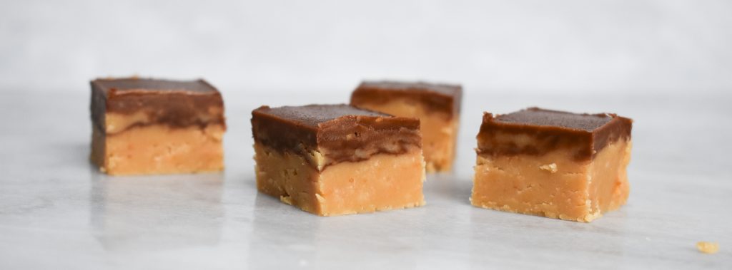 5 Minute & 5 Ingredient Low-FODMAP Peanut Butter Fudge with Chocolate
