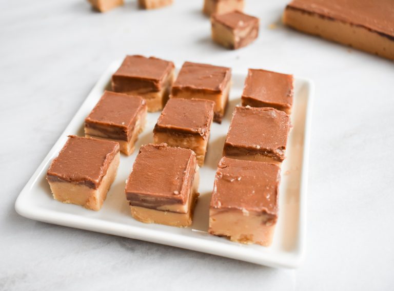 5 Minute & 5 Ingredient LowFODMAP Peanut Butter Fudge with Chocolate