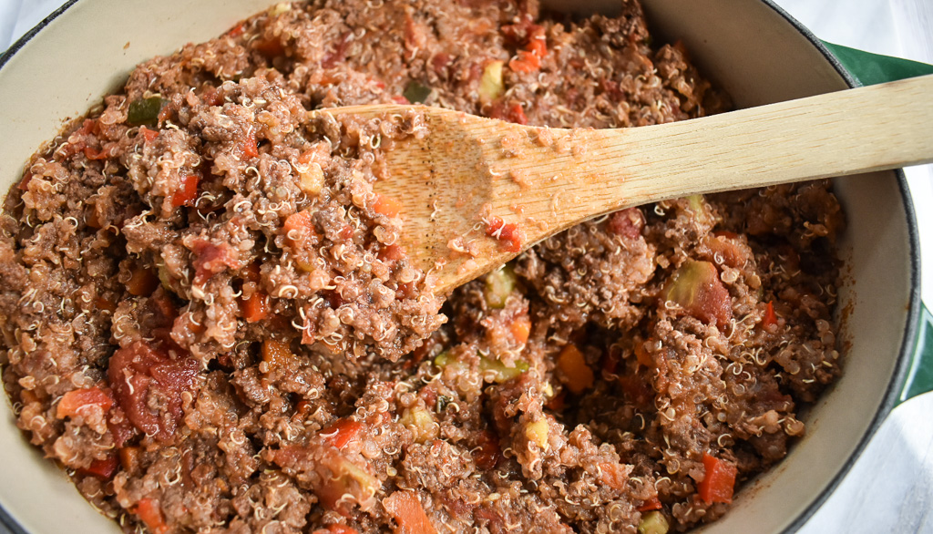 LowFODMAP Meat & Quinoa OnePot Recipe; Glutenfree, Dairyfree