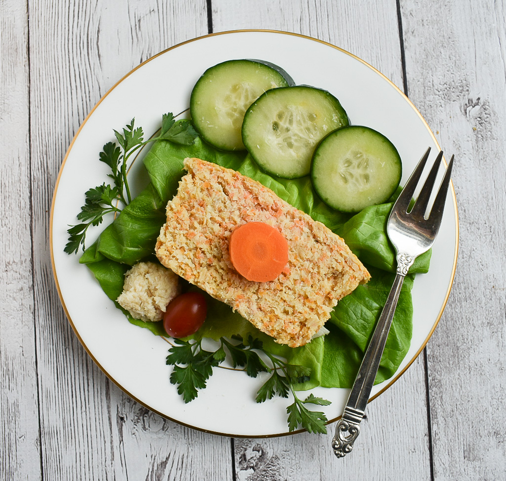 low fodmap gefilte fish sliced on plate